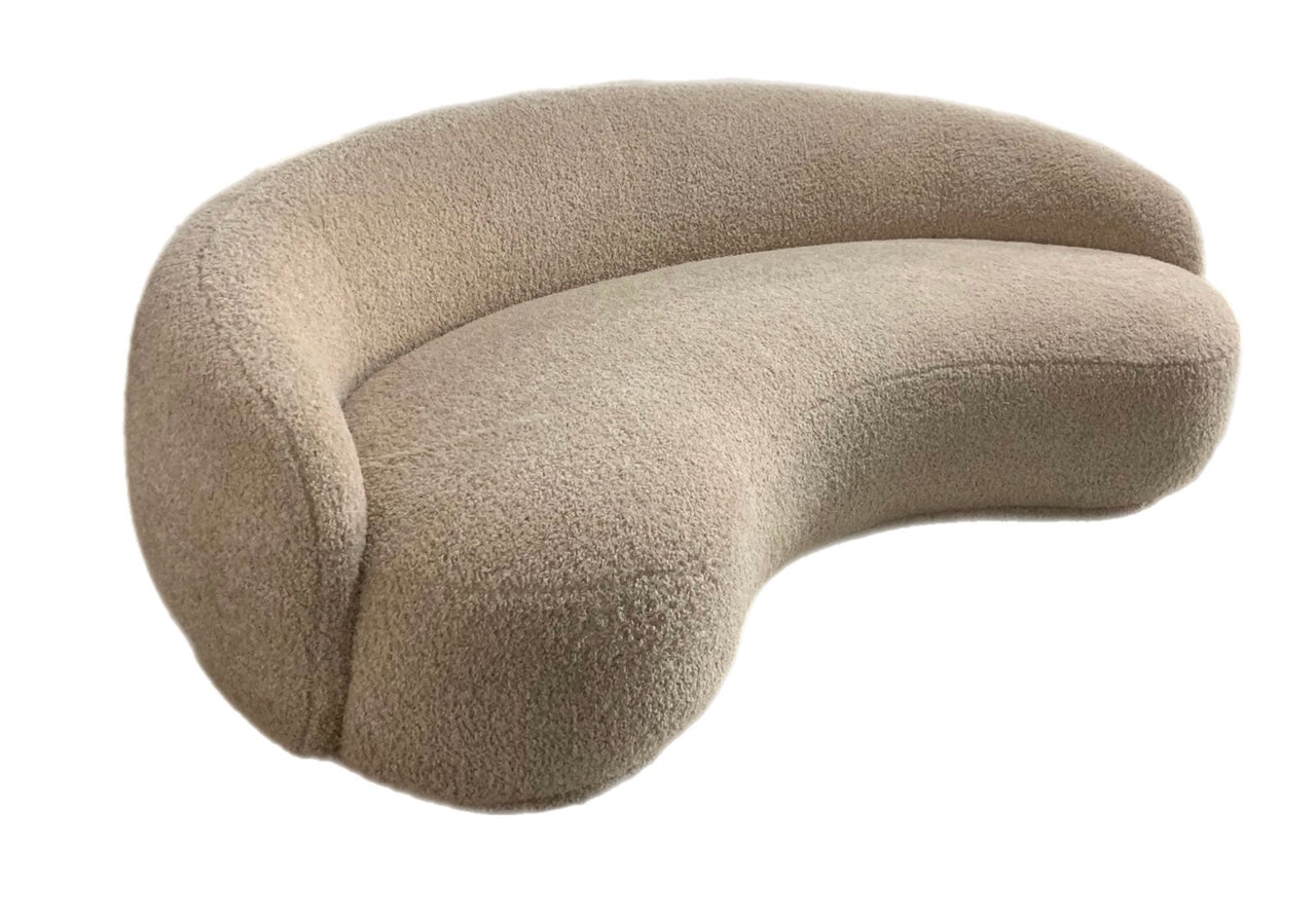 Beige Teddy Boucle Curved Sofa in stock