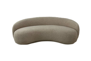 Beige Boucle Curved Sofa