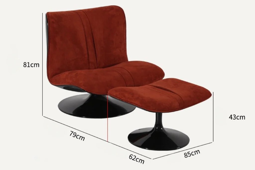 Lounge Chair & Ottoman Burnt Orange Velvet Accent Chair in Stock