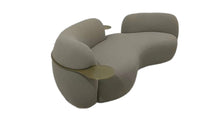 Beige Curved 3 Seater Sofa With Integrated Table Made To Order
