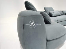 Grey Leather 4-5 Seater L-Shaped Curved Sofa Made to Order Free Shipping UK to mainland