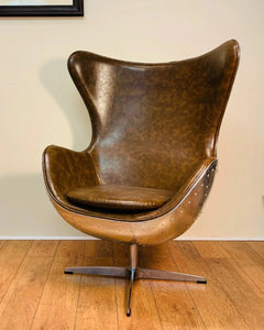 Aviator Egg shaped Wingback Chair PU Leather Seat in stock