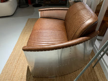 Aviator Sofa 2 Seater Tan Brown Top Grain Leather in stock