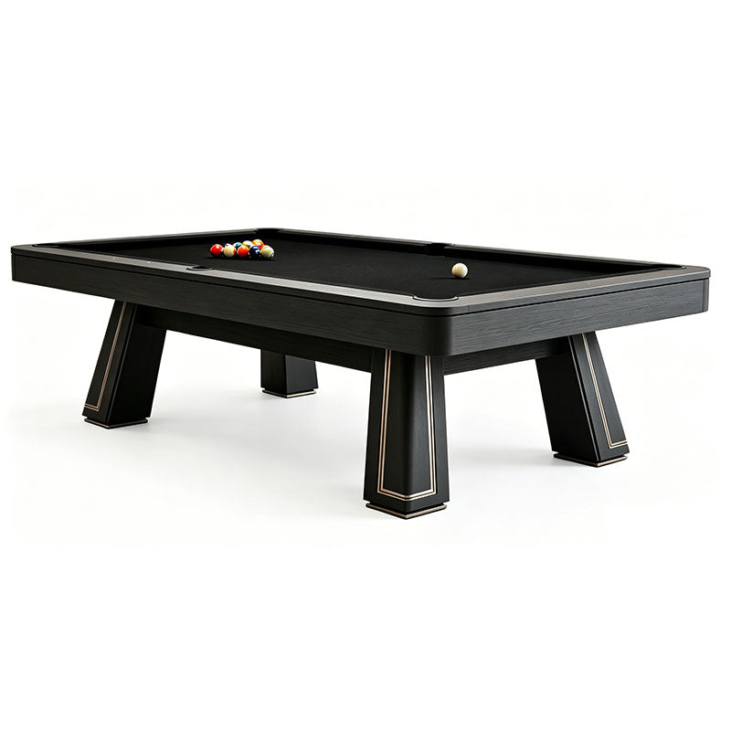 9ft Pool Dining Table Slate Bed Solid Wood Black & Gold Finish Game Room Man Cave FREE Delivery