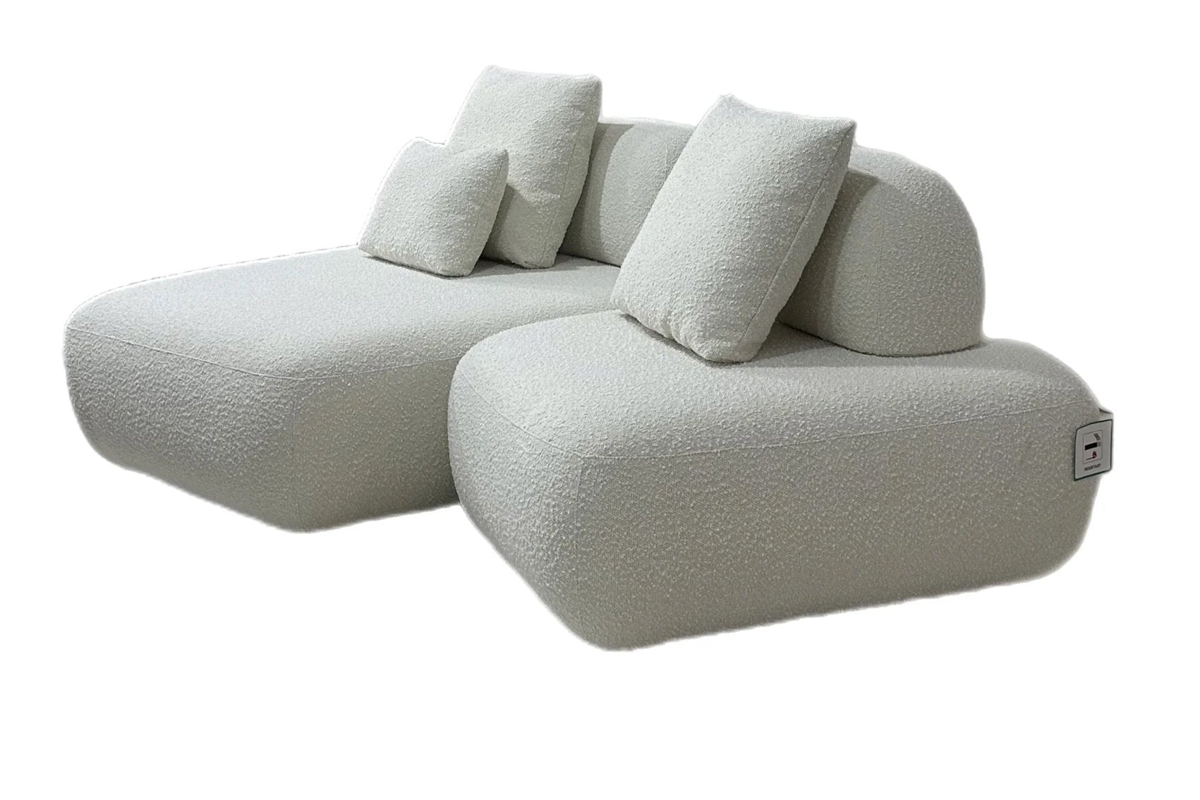 Modular Sofa Chaise Lounge +1 Seater White Boucle in stock