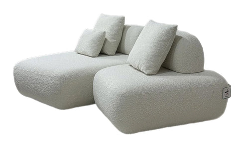 Modular Sofa Chaise Lounge +1 Seater White Boucle in stock