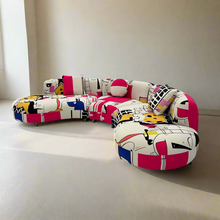 Curved Sectional 5 Seater Sofa with Fun & Funky Prints Made To Order