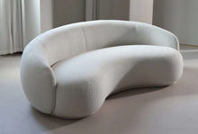 White Curved Sofa – Sculptural Upholstered Arc Couch for Contemporary Living Rooms White Boucle in stock (WT-TEDDY AP)