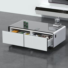 SMT 135Pro Smart Built-In Refrigerator Coffee Table 130L Dual Drawer LED Wireless Charge USB Bluetooth Speakers