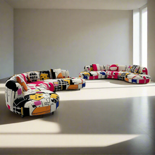 Curved Sectional 5 Seater Sofa with Fun & Funky Prints Made To Order