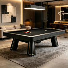 9ft Pool Dining Table Slate Bed Solid Wood Black & Gold Finish Game Room Man Cave FREE Delivery