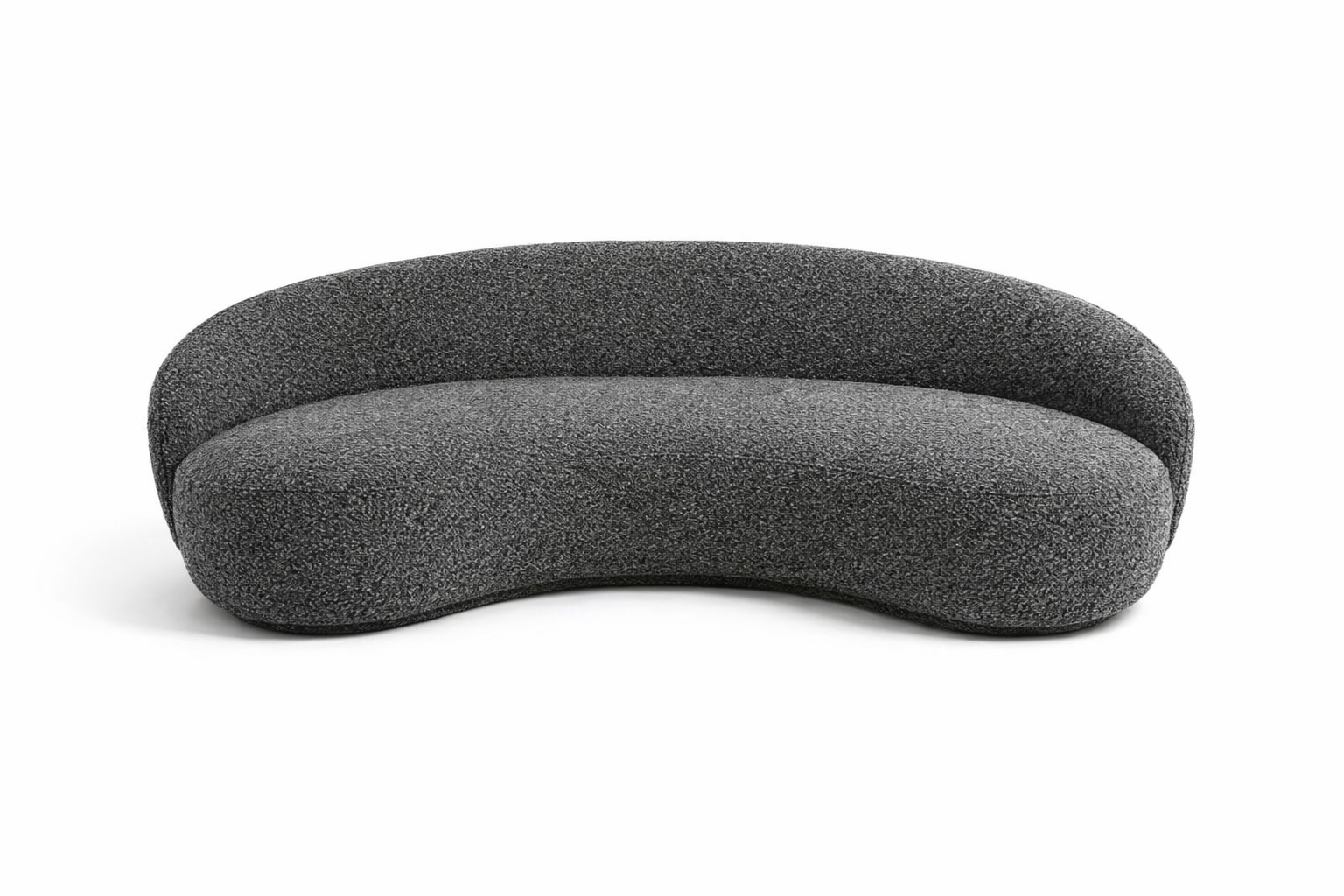 Dark Grey Boucle Curved 2 Seater Sofa+4x Square Cushions +1x Ball Cushion Made To Order