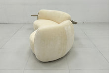 Curved Cream 3 Seater Sofa With Integrated Table In Stock