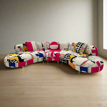 Curved Sectional 5 Seater Sofa with Fun & Funky Prints Made To Order