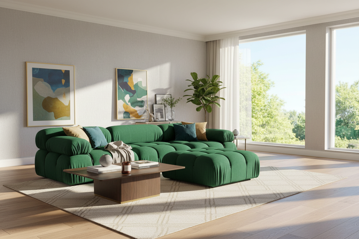 Green Velvet Modular sofa - Choice of Fabric & Colour Made To Order