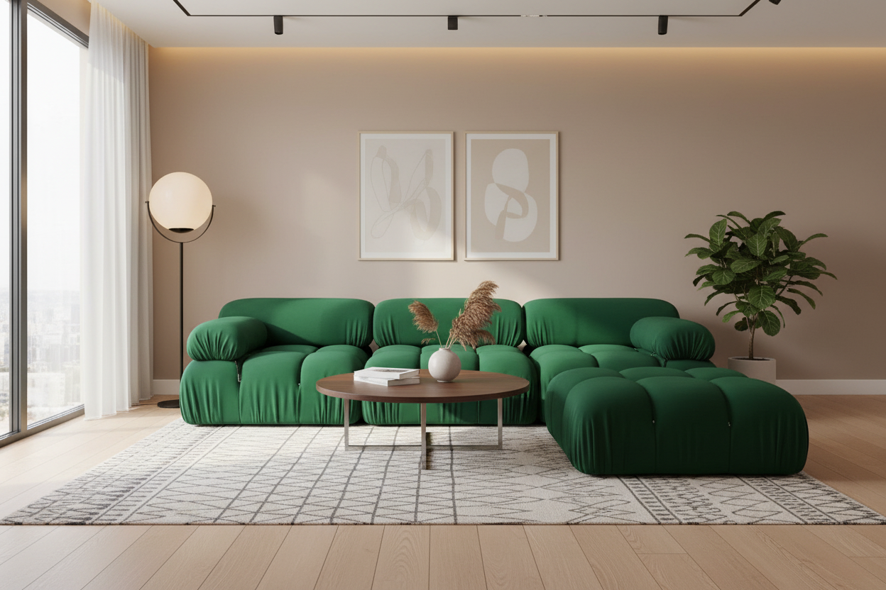 Green Velvet Modular sofa - Choice of Fabric & Colour Made To Order