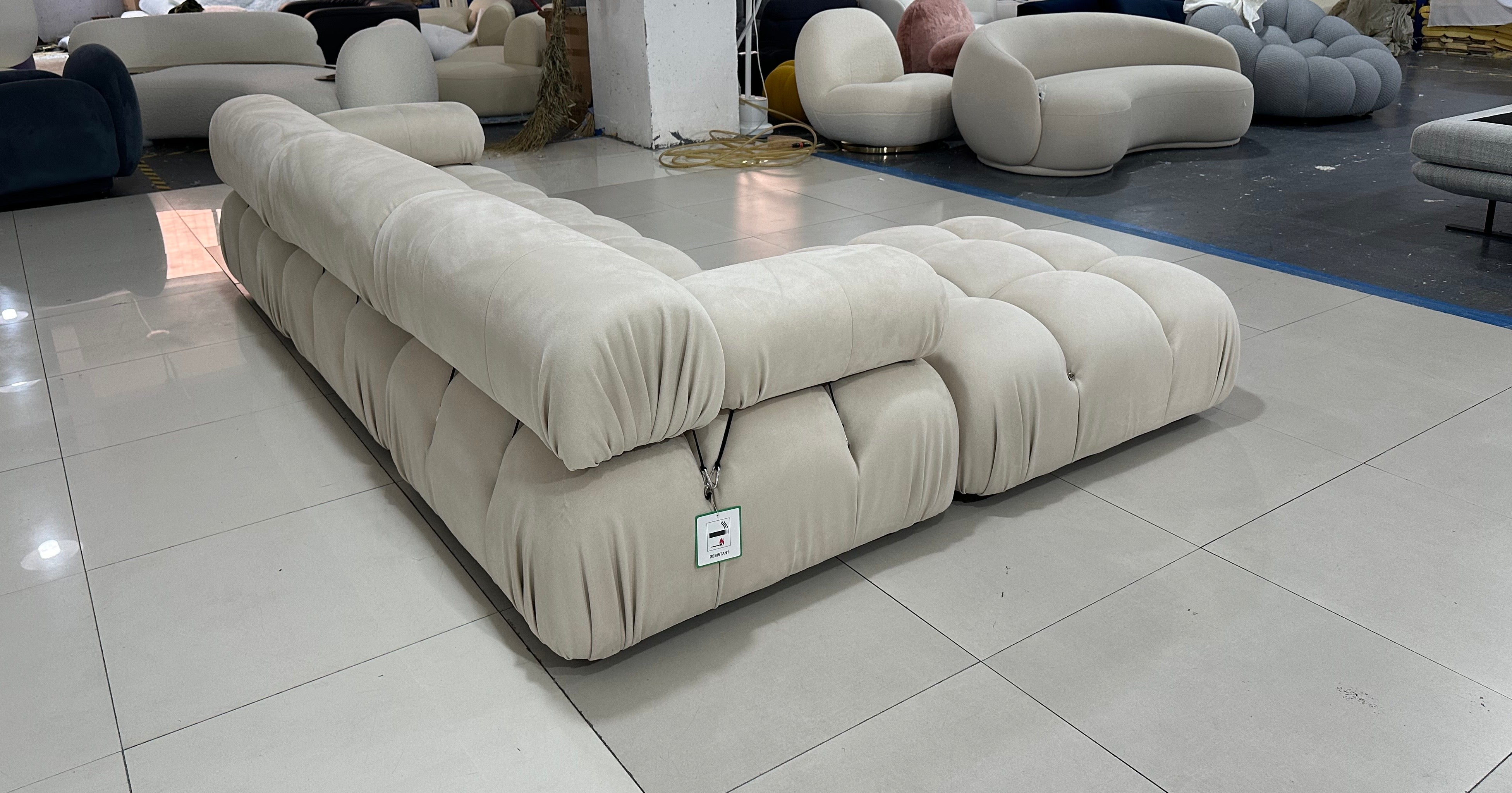 Beige Faux Suede Modular 3 Seater sofa in stock