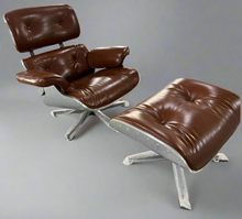Aviator Collection Mid-Century Classic Lounge Chair + Stool Genuine Leather Made To Order