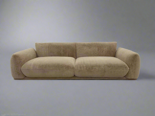 3 Seater Beige Faux Fur Contemporary Retro Design November Delivery