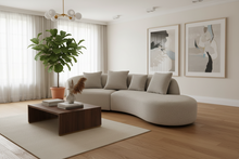 Large Curved 3 Seater Sofa Light Grey Boucle Made To Order FREE UK Delivery