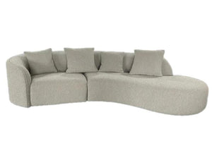 Large Curved 3 Seater Sofa Light Grey Boucle Made To Order FREE UK Delivery
