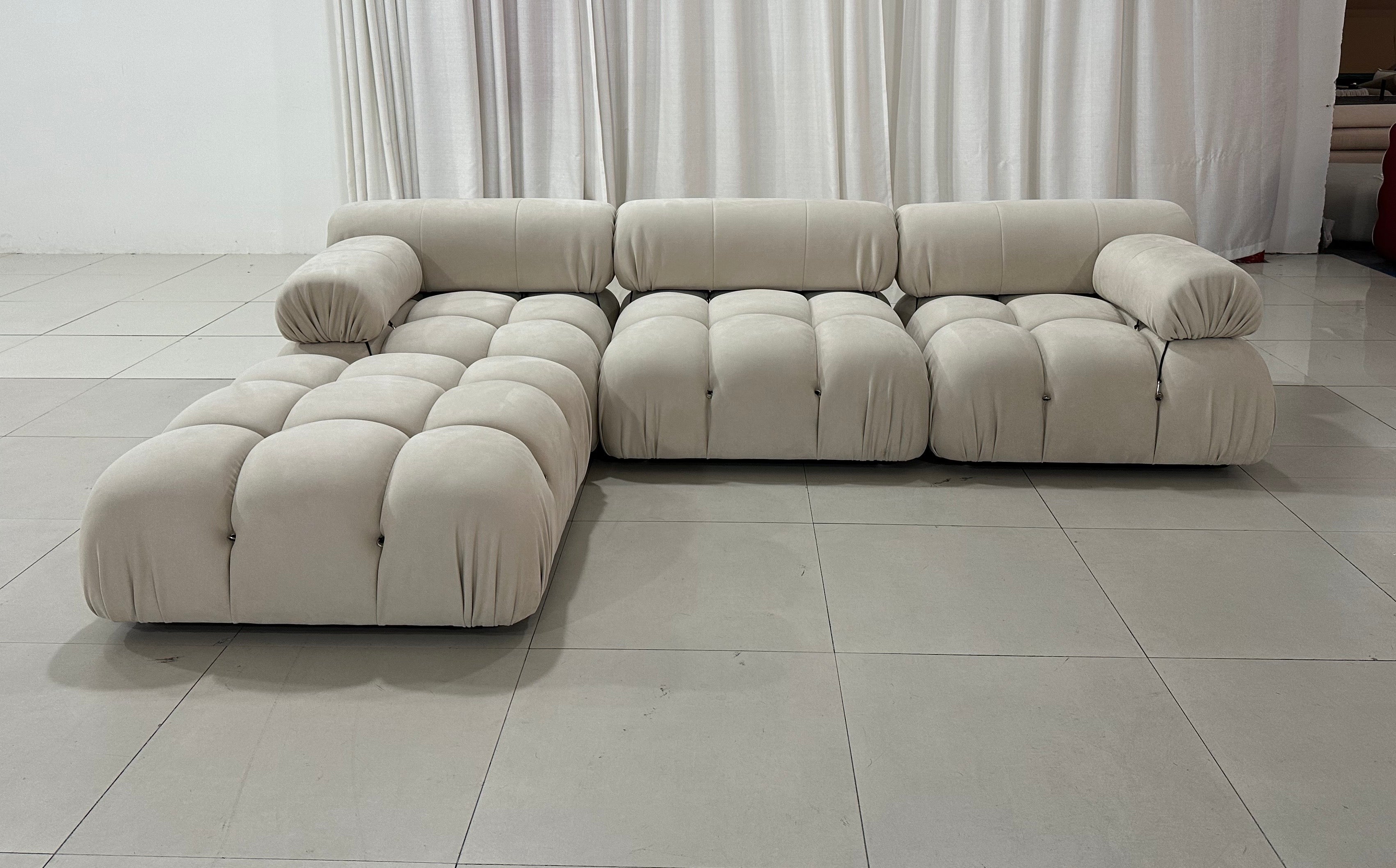 Beige Faux Suede Modular 3 Seater sofa in stock