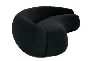 Charcoal Grey Velvet Curved Sofa