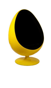 Egg chair Black Shell with Yellow Velvet Interior