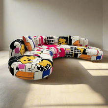 Curved Sectional 5 Seater Sofa with Fun & Funky Prints Made To Order