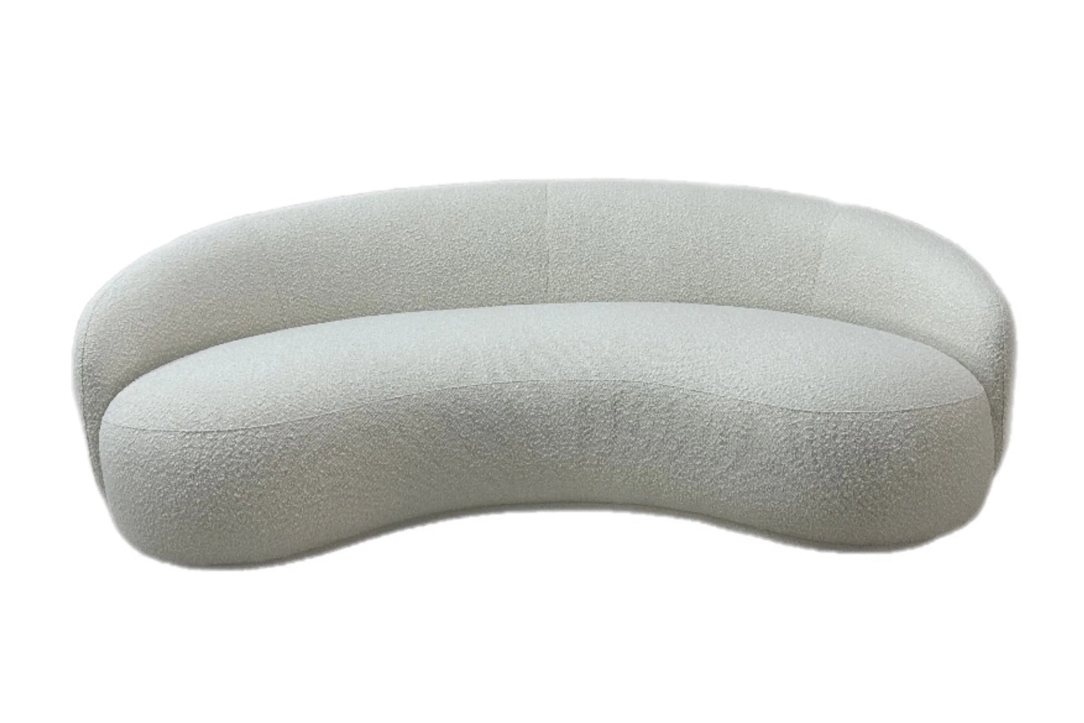 White Cream Boucle Curved Sofa