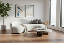 White Cream Boucle Curved Sofa Made To Order