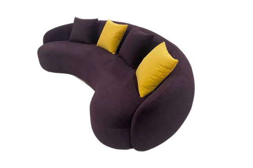 Purple Velvet Curved Sofa