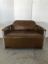 Aviator 2 Seater, Apple Stool, Dark Brown Leather Made To Order
