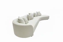 Sectional Curved 5 Seater Sofa Light Beige Boucle Customised Length 420cm