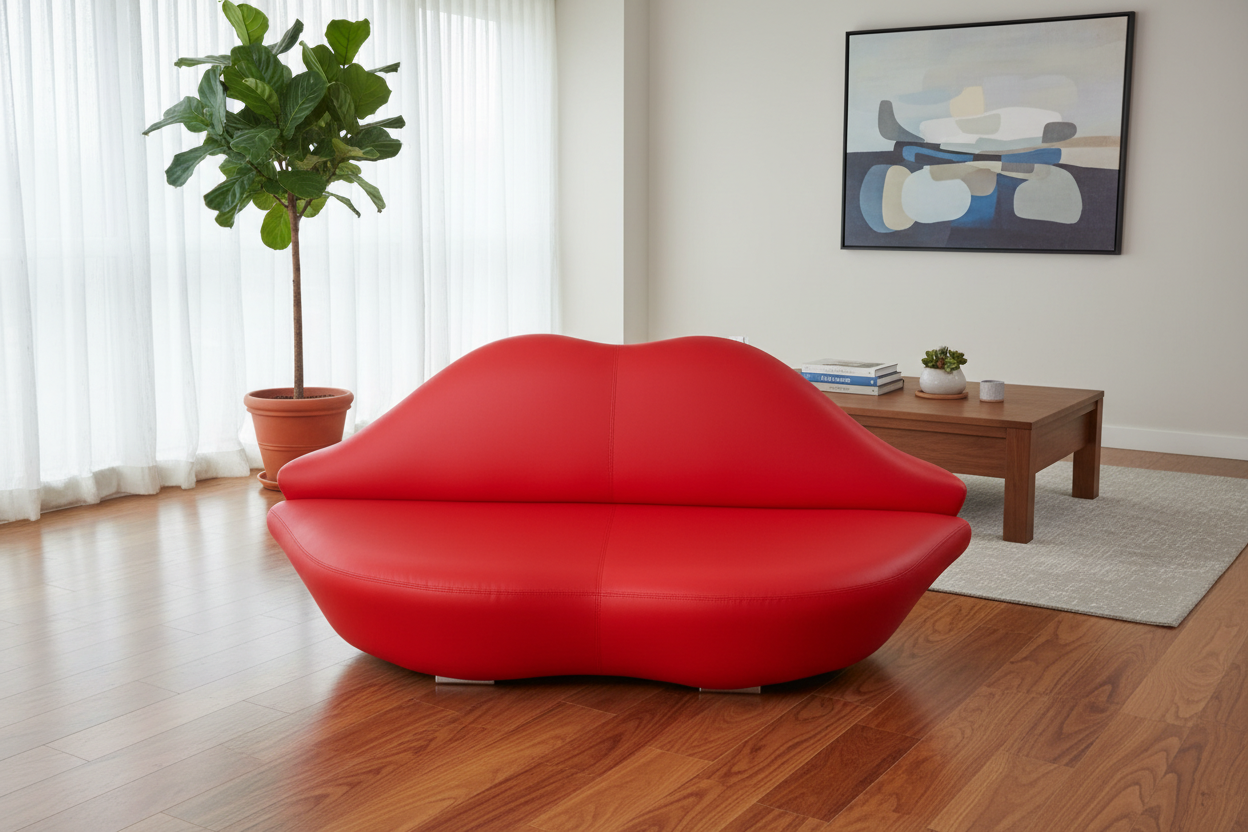 Red Lips Leather Sofa Made To Order