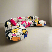 Curved Sectional 5 Seater Sofa with Fun & Funky Prints Made To Order