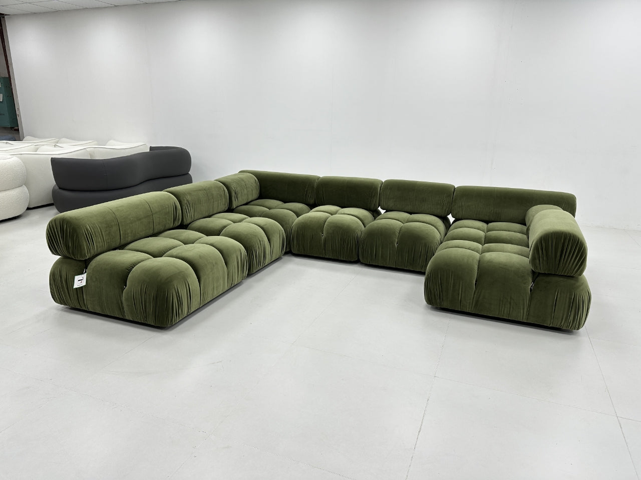 Olive Green Velvet Modular Sofa Set - Made To Order