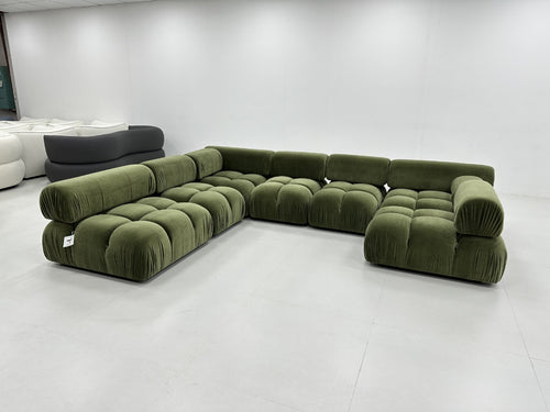 Olive Green Velvet Modular Sofa Set - Made To Order