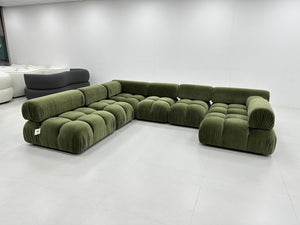 Olive Green Velvet Modular Sofa Set - Made To Order
