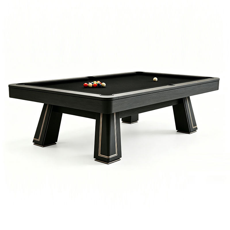 9ft Pool Dining Table Slate Bed Solid Wood Black & Gold Finish Game Room Man Cave FREE Delivery
