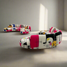 Curved Sectional 5 Seater Sofa with Fun & Funky Prints Made To Order