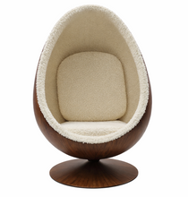 Pod Egg Chair Walnut Shell Teddy Boucle Interior In Stock