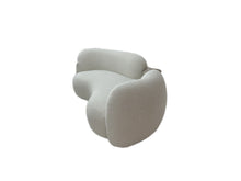 Curved White Boucle 3 Seater Sofa With Integrated Table Made To Order