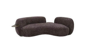 Chocolate Curved 3 Seater Sofa With Integrated Table Made To Order