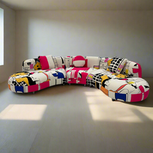 Curved Sectional 5 Seater Sofa with Fun & Funky Prints Made To Order
