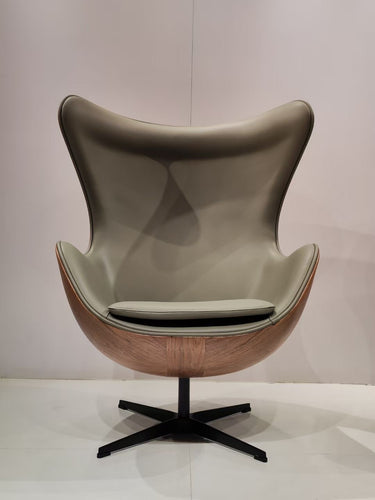Walnut Shell Wingback Egg Shaped Aviator Chair Green PU