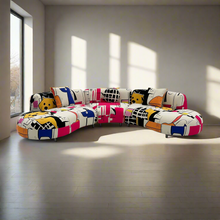 Curved Sectional 5 Seater Sofa with Fun & Funky Prints Made To Order