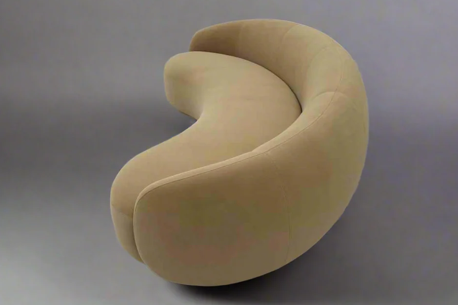 Honey Mustard Boucle Curved Sofa
