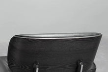 Mid-Century Classic Lounge Chair + Stool Genuine Leather Matt Black (LT005-1) Black Plywood