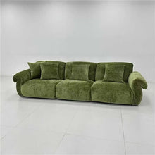 Mid Century Olive Green Chenille 3 Seater Sofa Contemporary made to order